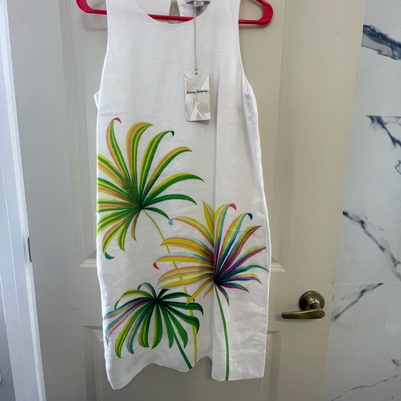 NWT Tommy Bahama White Dress with Vibrant Palm Design Size SP - Picture 2 of 10